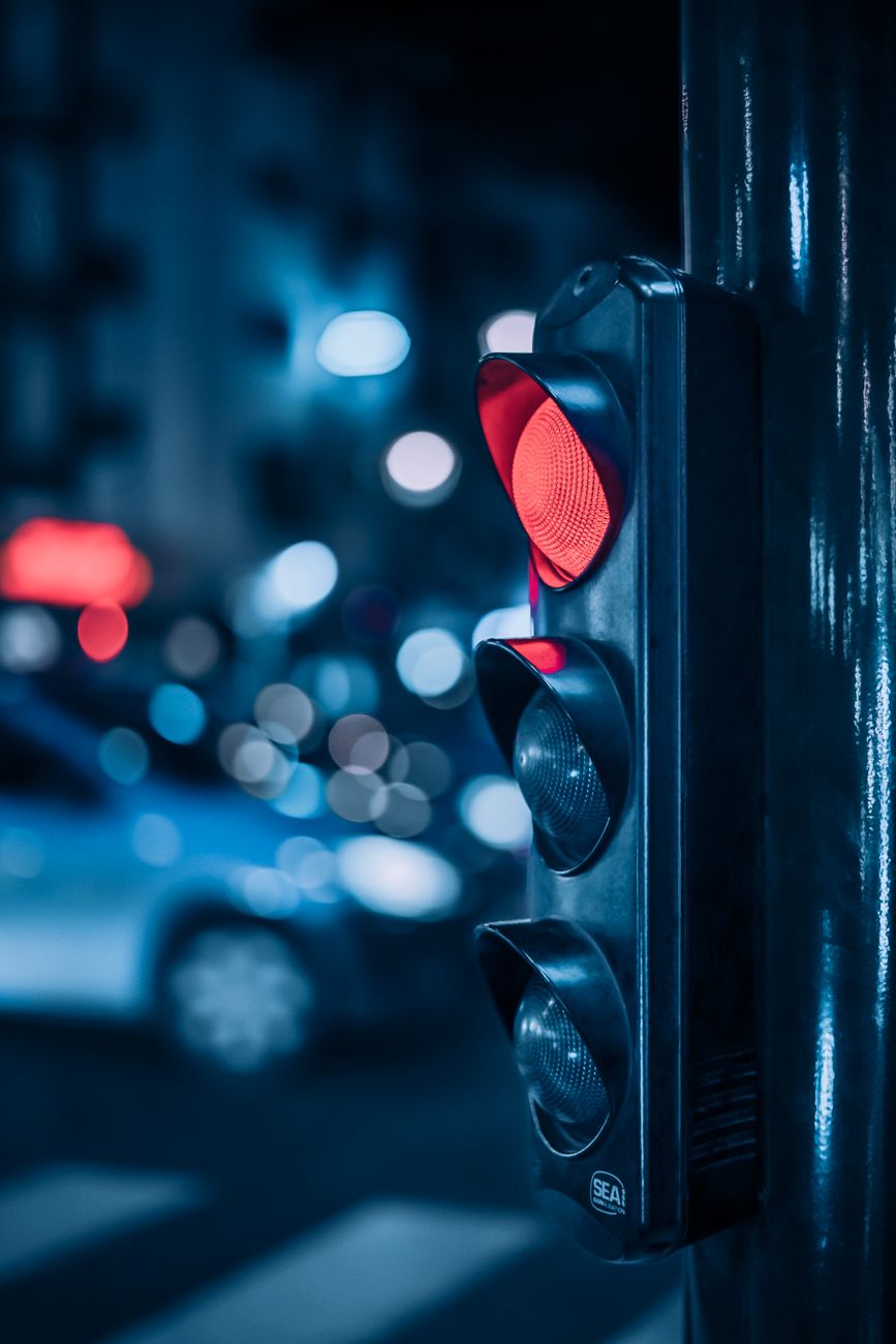 traffic lights on city street
